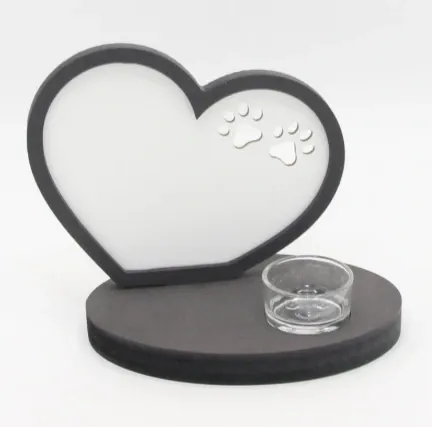 Photo stand heart/feet with candle holder